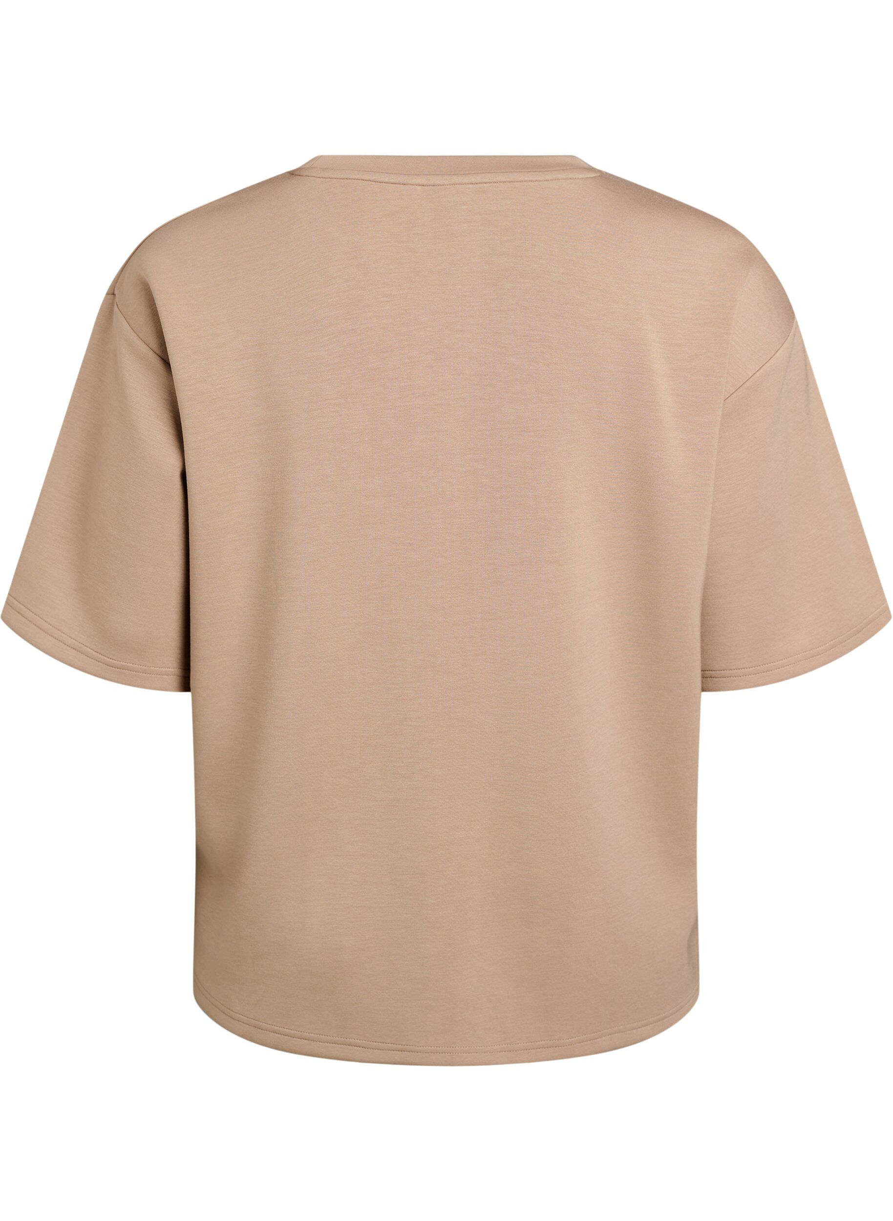 ZizziLosse pasvorm T-shirt met halflange mouwen, Beige, Packshot image number 1