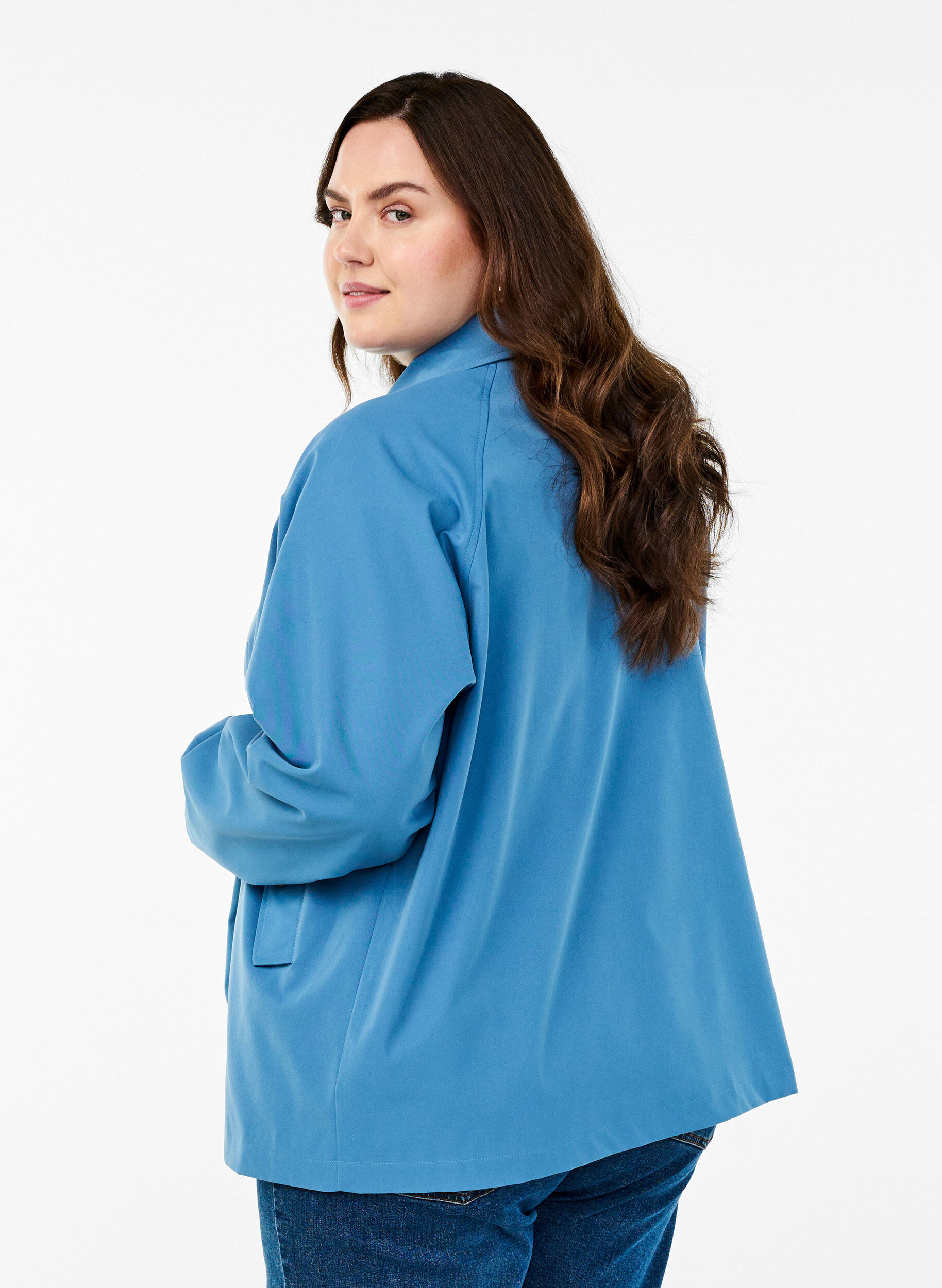 ZizziKorte trenchcoat met zakken, Blauw, Model image number 2