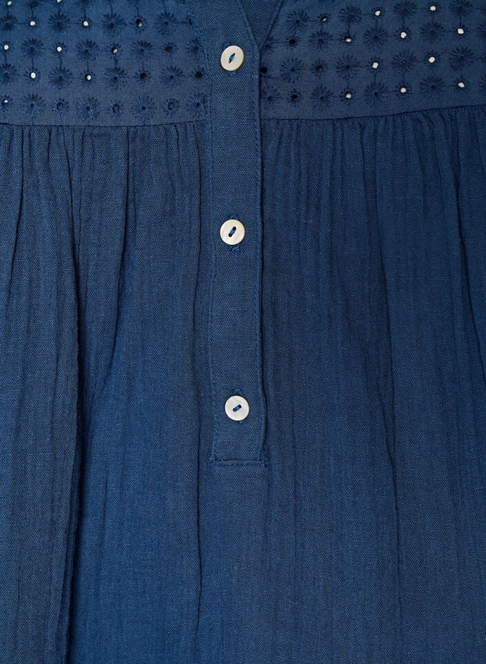Katoenen mousseline tuniek met broderie anglaise, Blauw, Packshot image number 2