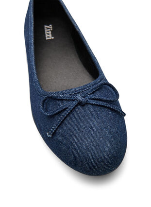 ZizziWide fit - Denim ballerina met strik, Blauw, Packshot image number 3