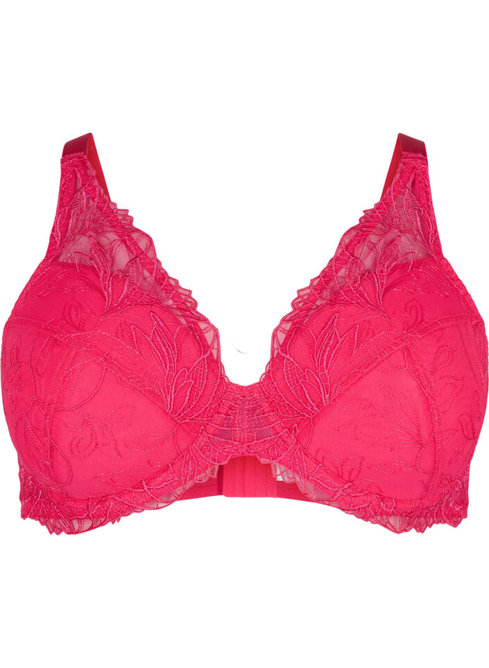 Gevoerde kanten beha met beugel, Roze, Packshot image number 0
