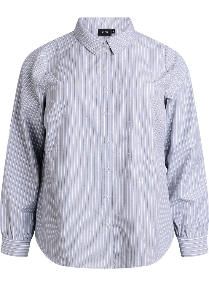 Gestreept shirt met studs, Zwart, Packshot image number 0