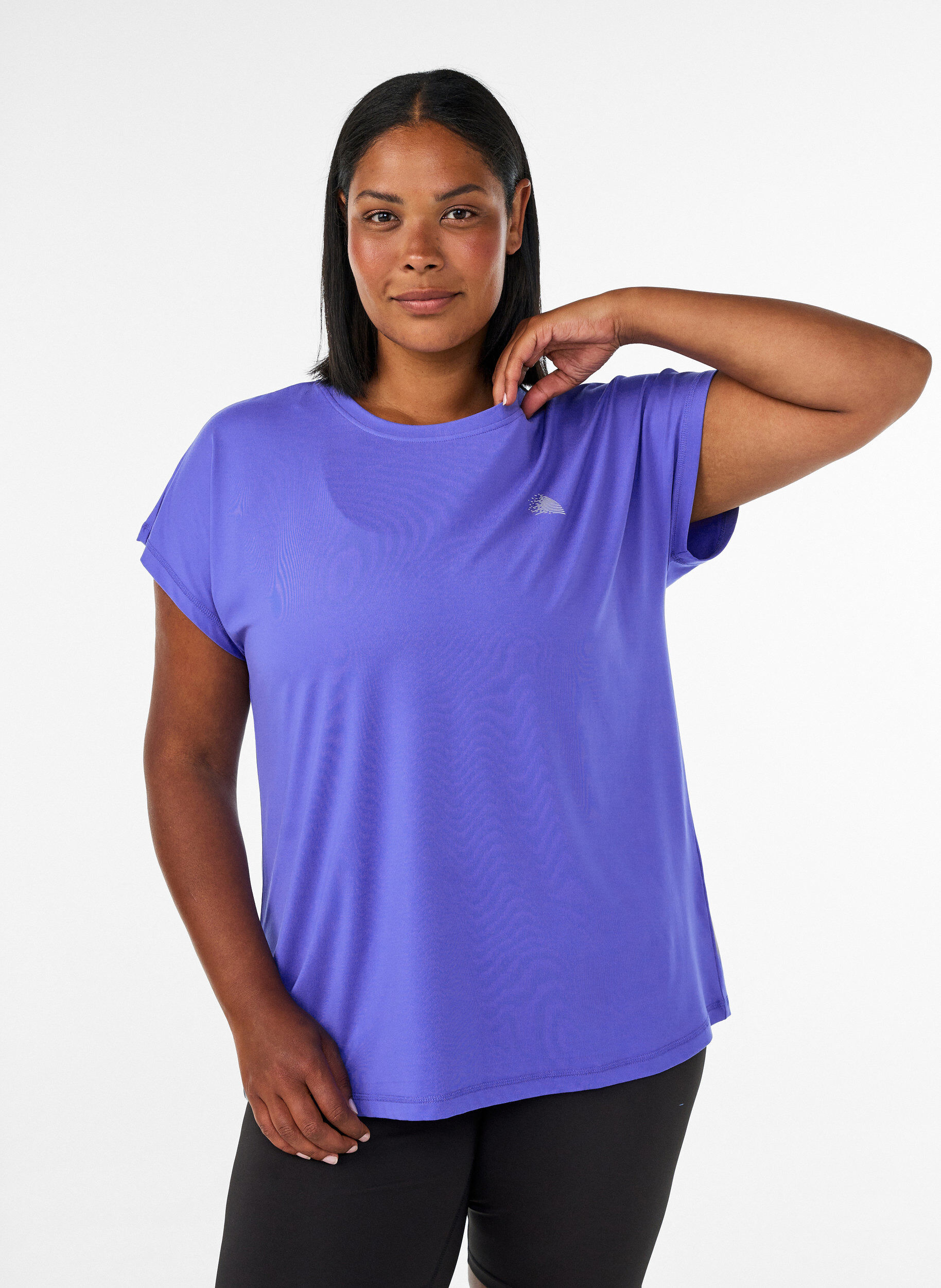 Effen gekleurd trainingsshirt, Blauw, Model