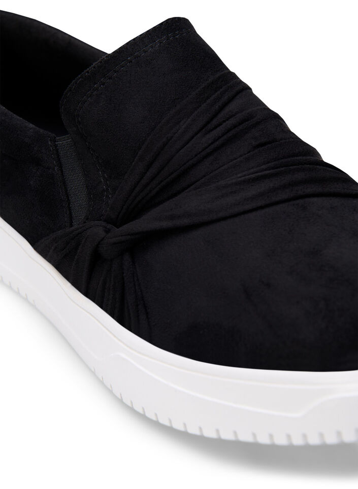 Brede slip-on-pasvorm met knoopdetail, Zwart, Packshot image number 3