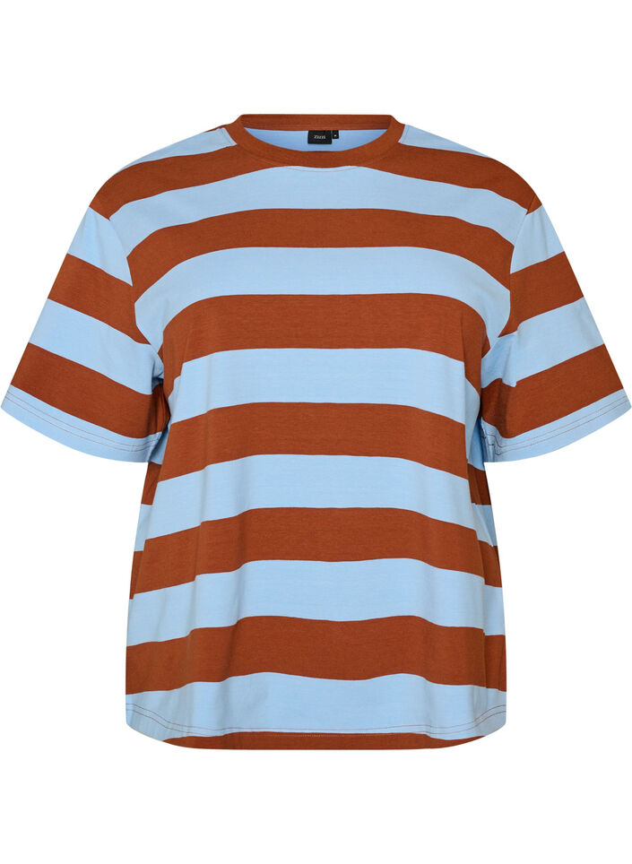 Oversized T-shirt met strepen en 1/2 mouwen, Blauw, Packshot image number 0