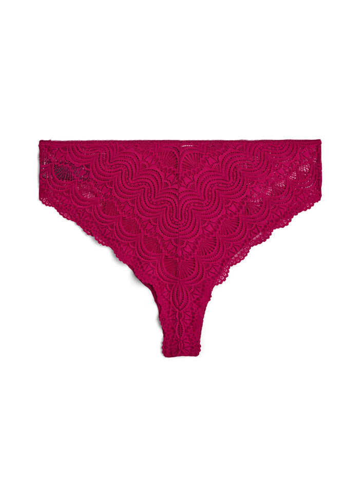 Microfiber Braziliaanse slip met kanten details, Boysenberry, Packshot