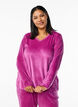 Velour blouse met V-hals, Boysenberry, Model image number 0