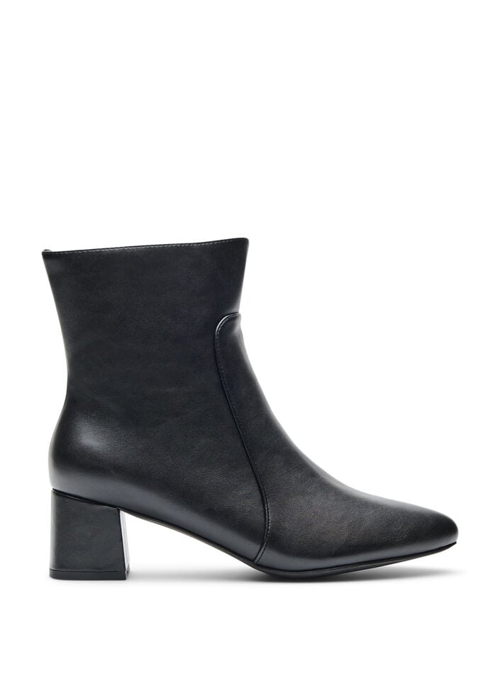 Wide fit - Enkelboots met blokhak, Black, Packshot