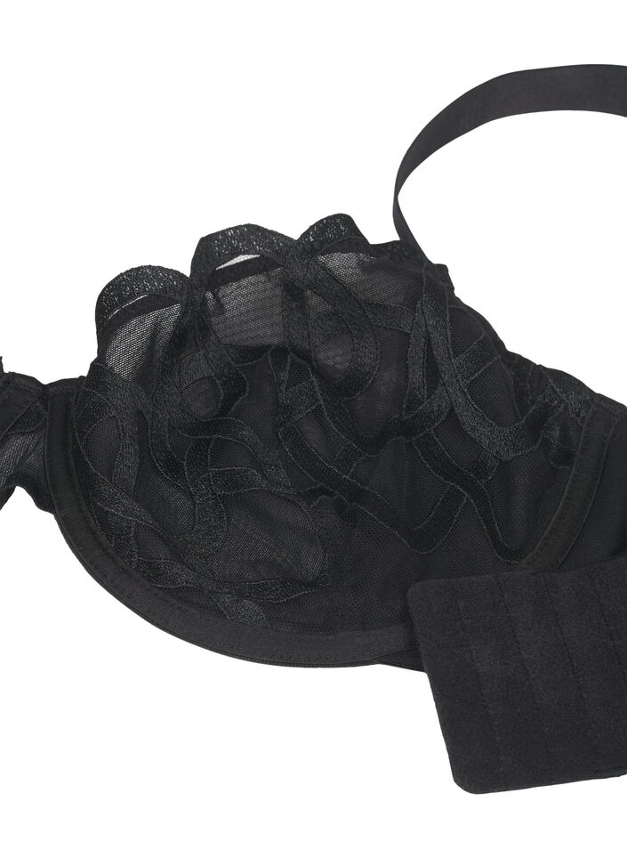 Balconette bh met grafische kanten, Black, Packshot