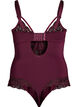 Body van kant met beugels en bandjesdetails, Rood, Packshot image number 1
