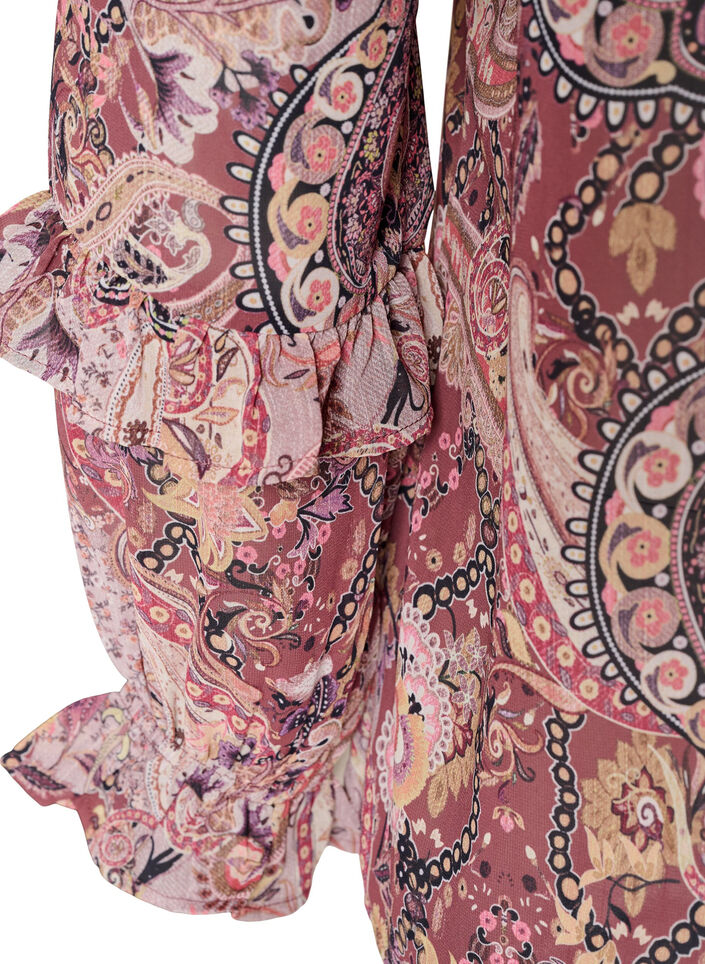 Blouse met paisleyprint en ruchesdetails, Paars, Packshot image number 3