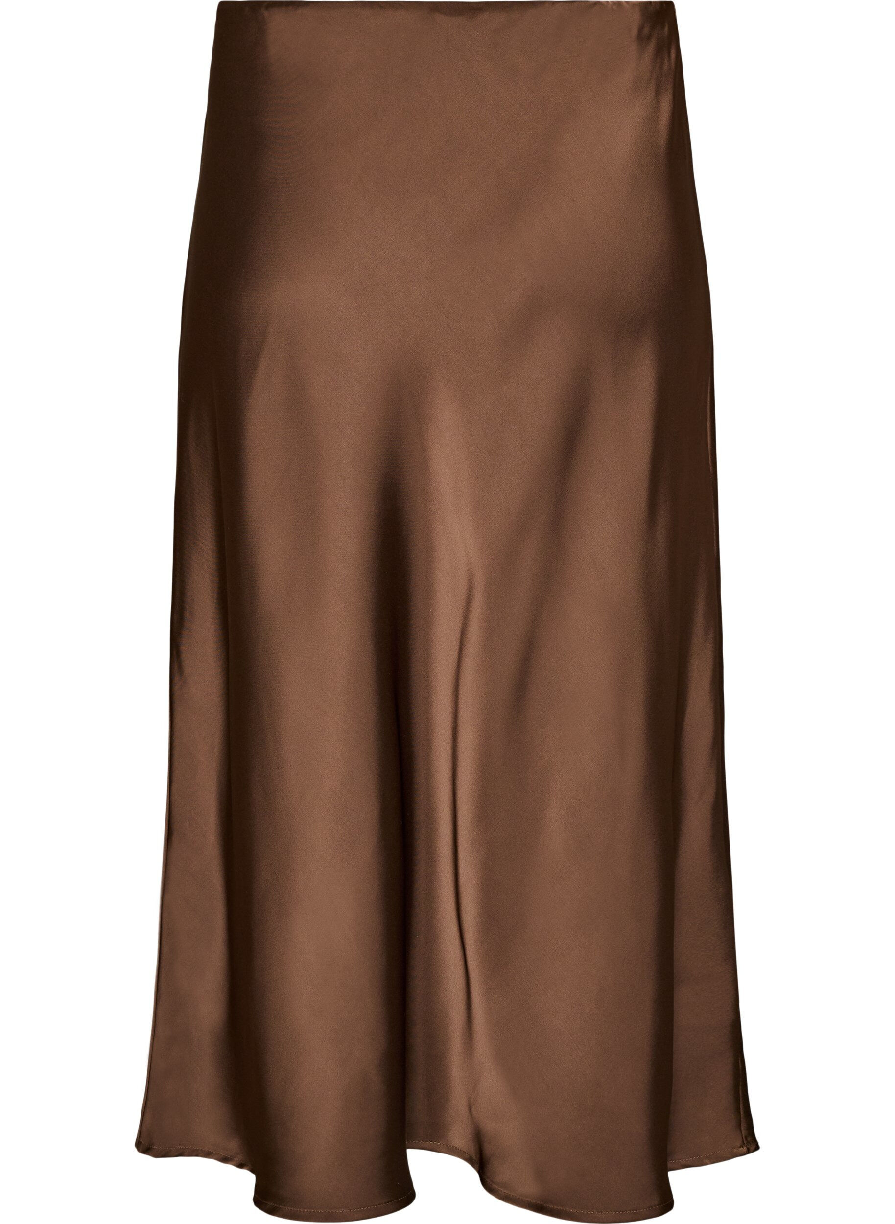 ZizziSatijnen midi rok, Bruin, Packshot image number 1