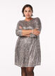 Korte paillettenjurk met lange mouwen, Bruin, Model image number 0