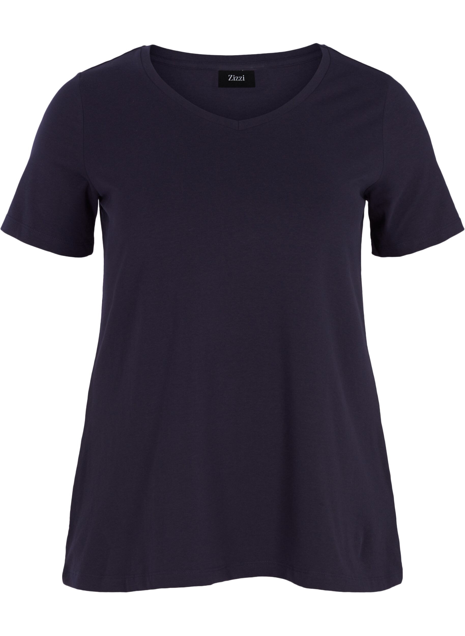 ZizziBasic t-shirt in effen kleur met katoen, Blauw, Packshot image number 0
