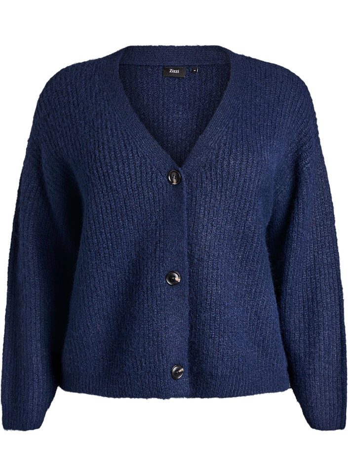 V-hals cardigan van breisel, Blauw, Packshot image number 0