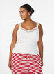 Viscose top met kanten rand, Vanille, Model image number 0