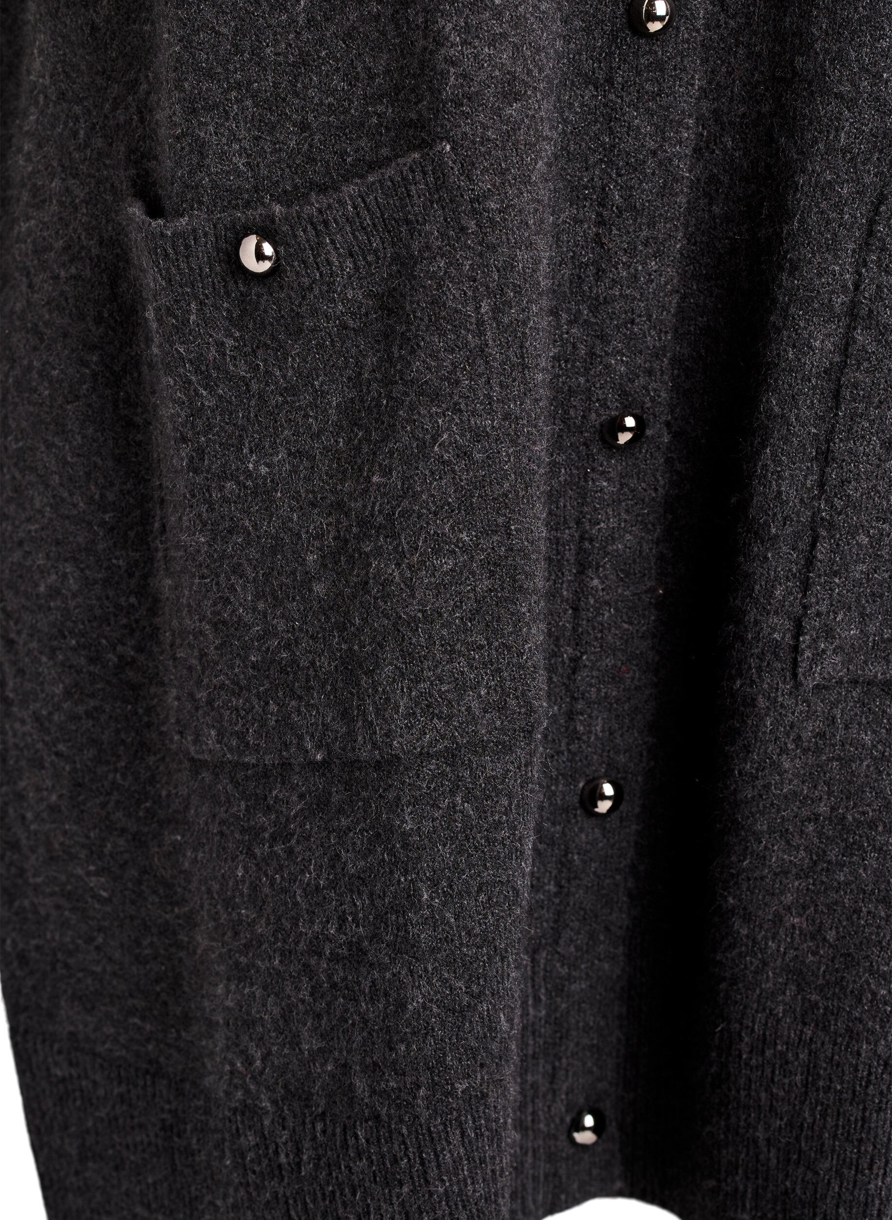 ZizziGebreide korte jurk met korte mouwen en bolknopen, Grijs, Packshot image number 3