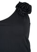 Topje met &eacute;&eacute;n blote schouder met roos, Black, Packshot image number 2