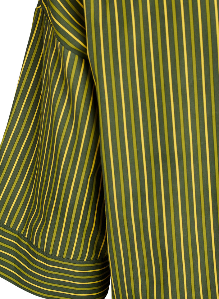 Losse gestreepte shirt met 3/4 mouwen, Groen, Packshot image number 3