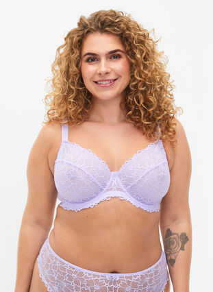 ZizziVolledig dekkende kanten beha met beugel, Purple Rose, Model image number 0