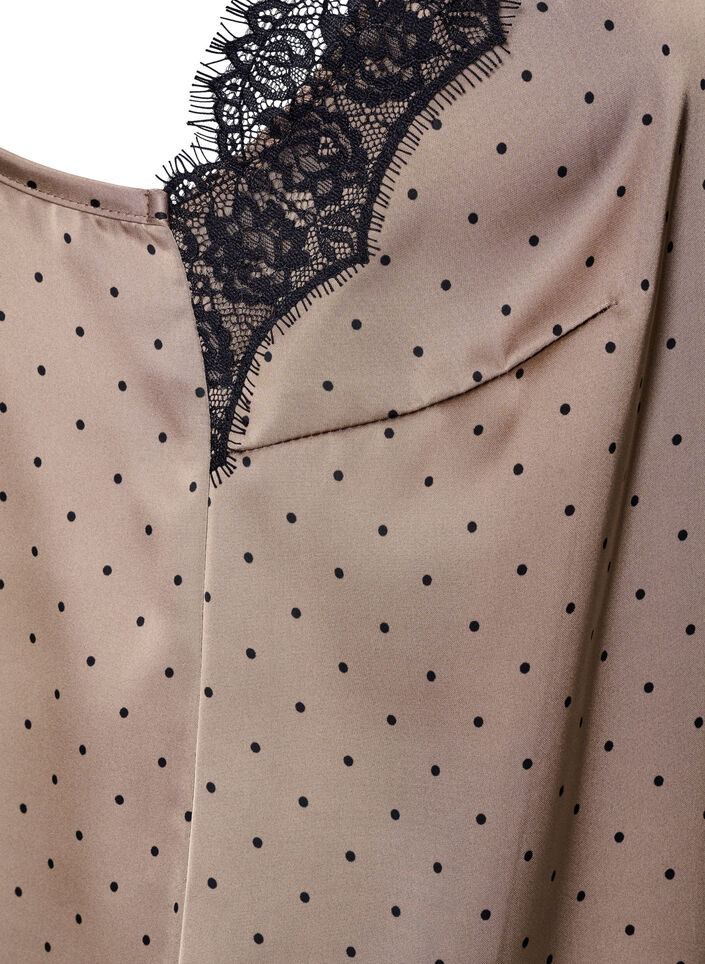 Top met bandjes en een kanten asymmetrische zoom, Beige, Packshot image number 3