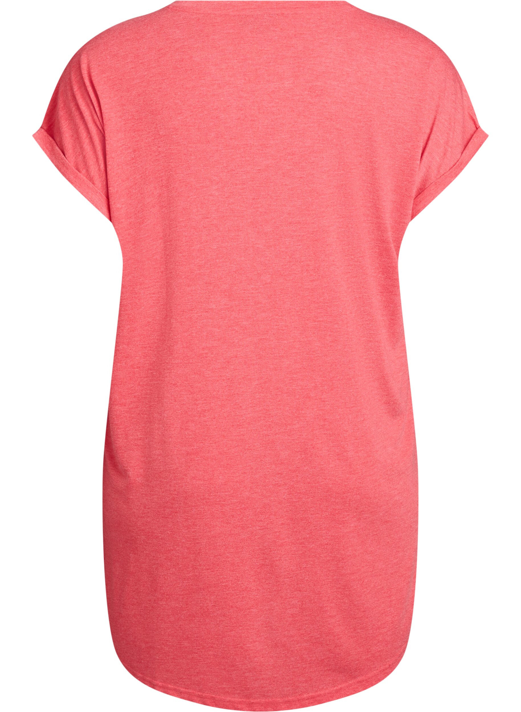 ZizziNachtjapon met korte mouwen en tekstopdruk, Rood, Packshot image number 1