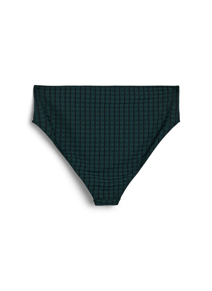 Geruite bikinibroekjes met een hoge taille en tai-snit, Groen, Packshot image number 1