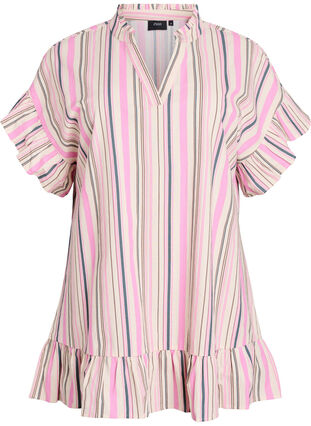 ZizziTunic met V-hals en ruchesdetails, Vanille, Packshot image number 0