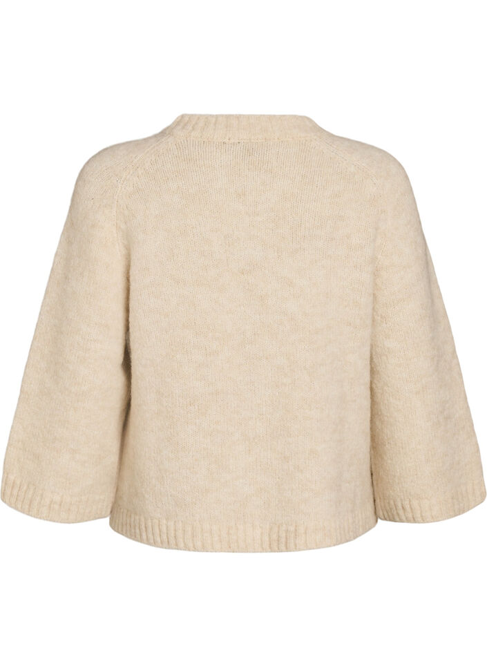 Vest van wolmix met 3/4-mouwen, Beige, Packshot image number 1
