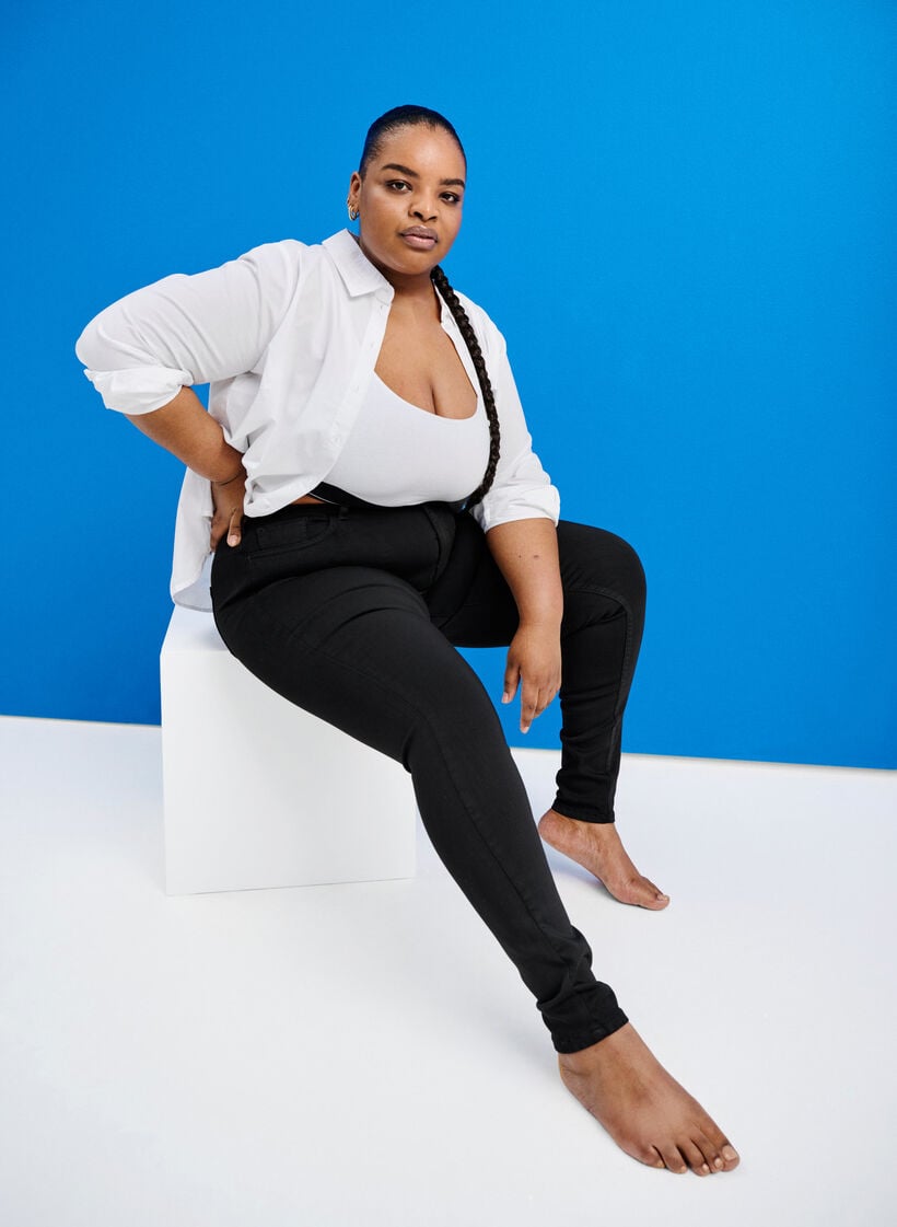 Stay black Amy jeans met hoge taille, Zwart, Image image number 0