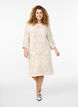 Robe en maille avec motif ajour&eacute; et manches 3/4, Beige, Model image number 0