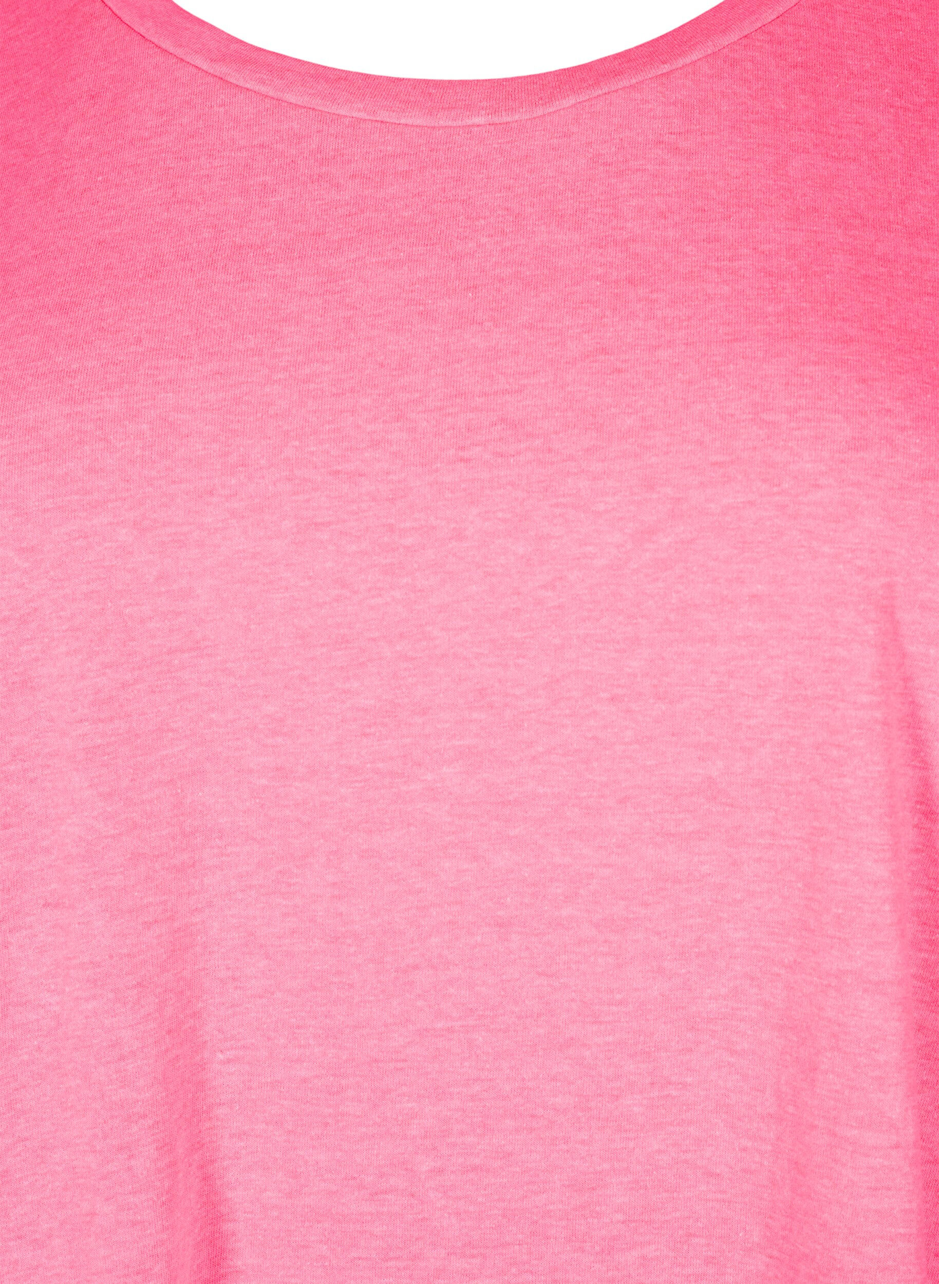 ZizziT-shirt van katoen in neon kleur, Roze, Packshot image number 2