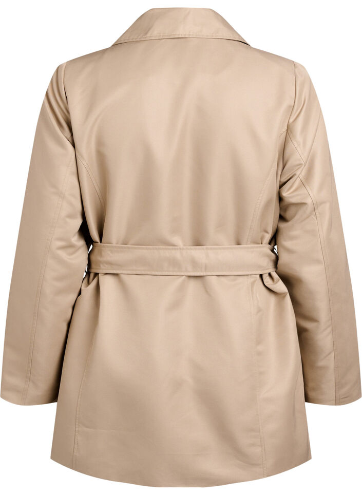 Korte trenchcoat met riem, Beige, Packshot image number 1