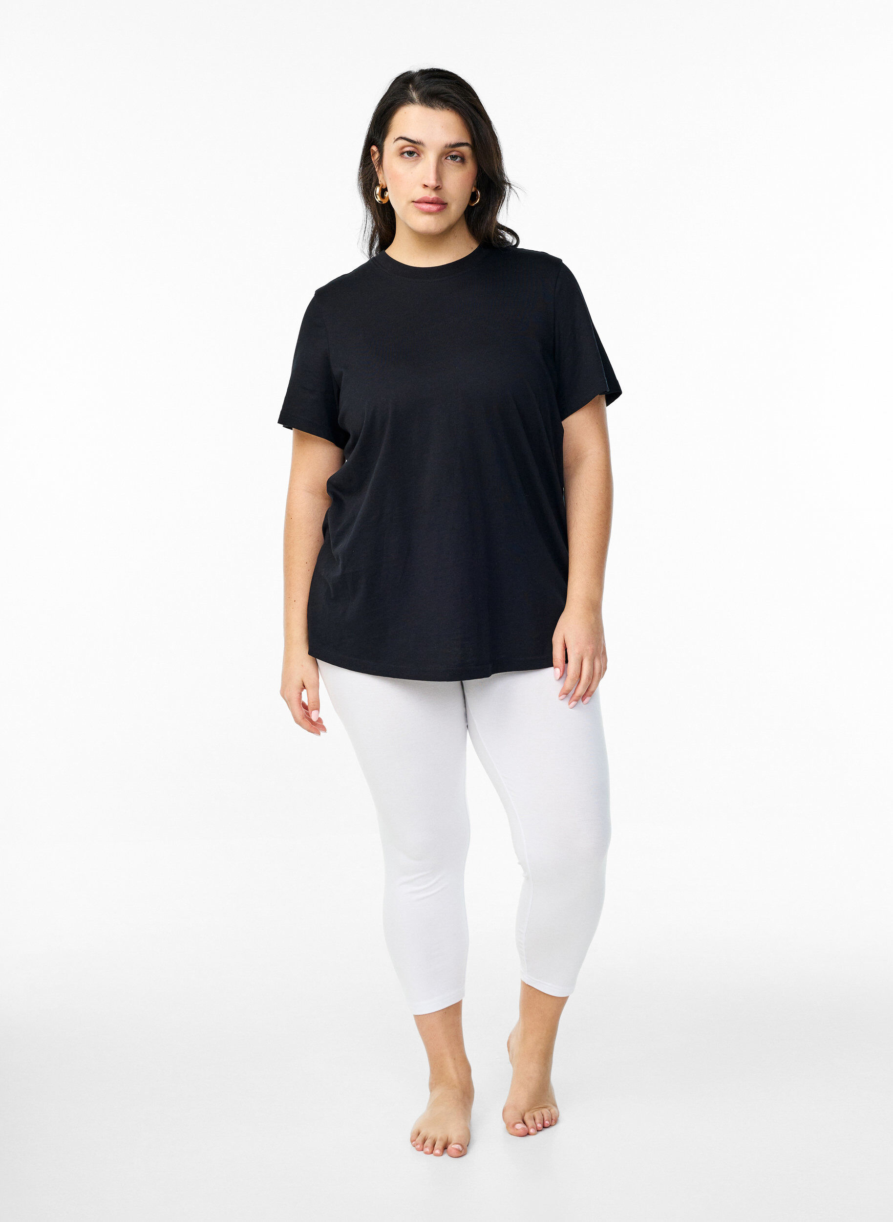 ZizziBasic 3/4 legging in viscose, Wit, Model image number 1