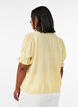 Blouse met korte mouwen in een viscosemix met textuur en ruchesmouwen, Geel, Model image number 2