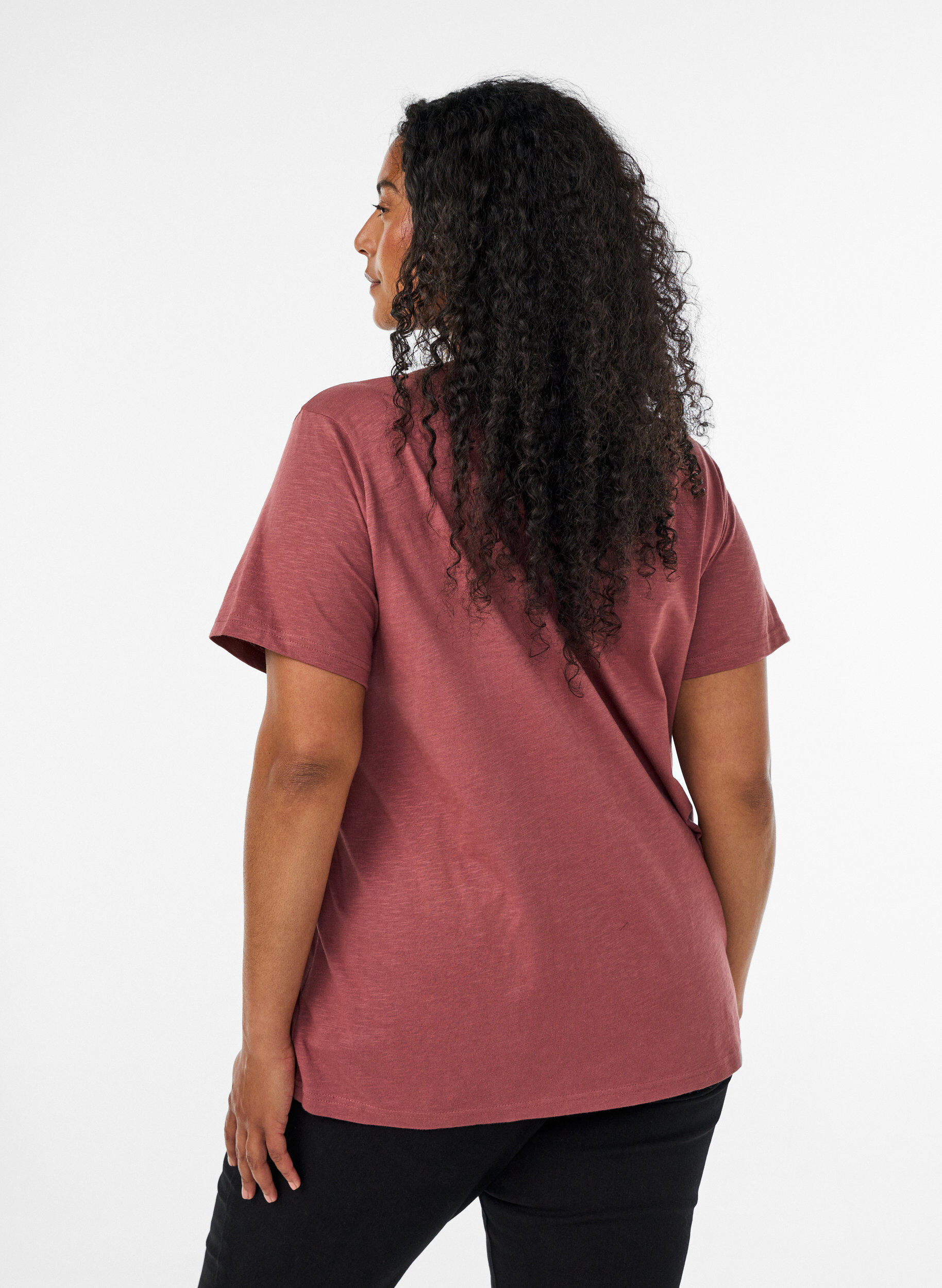 ZizziT-shirt met knoopdetail, Bruin, Model image number 2