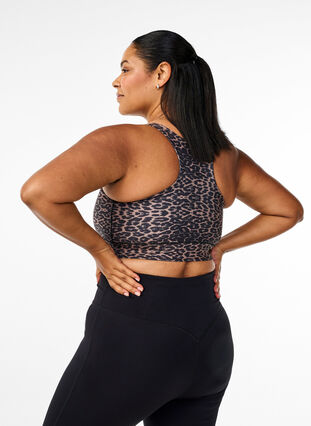 ZizziRacerback sport-bh met luipaardprint, Leo AOP, Model image number 1