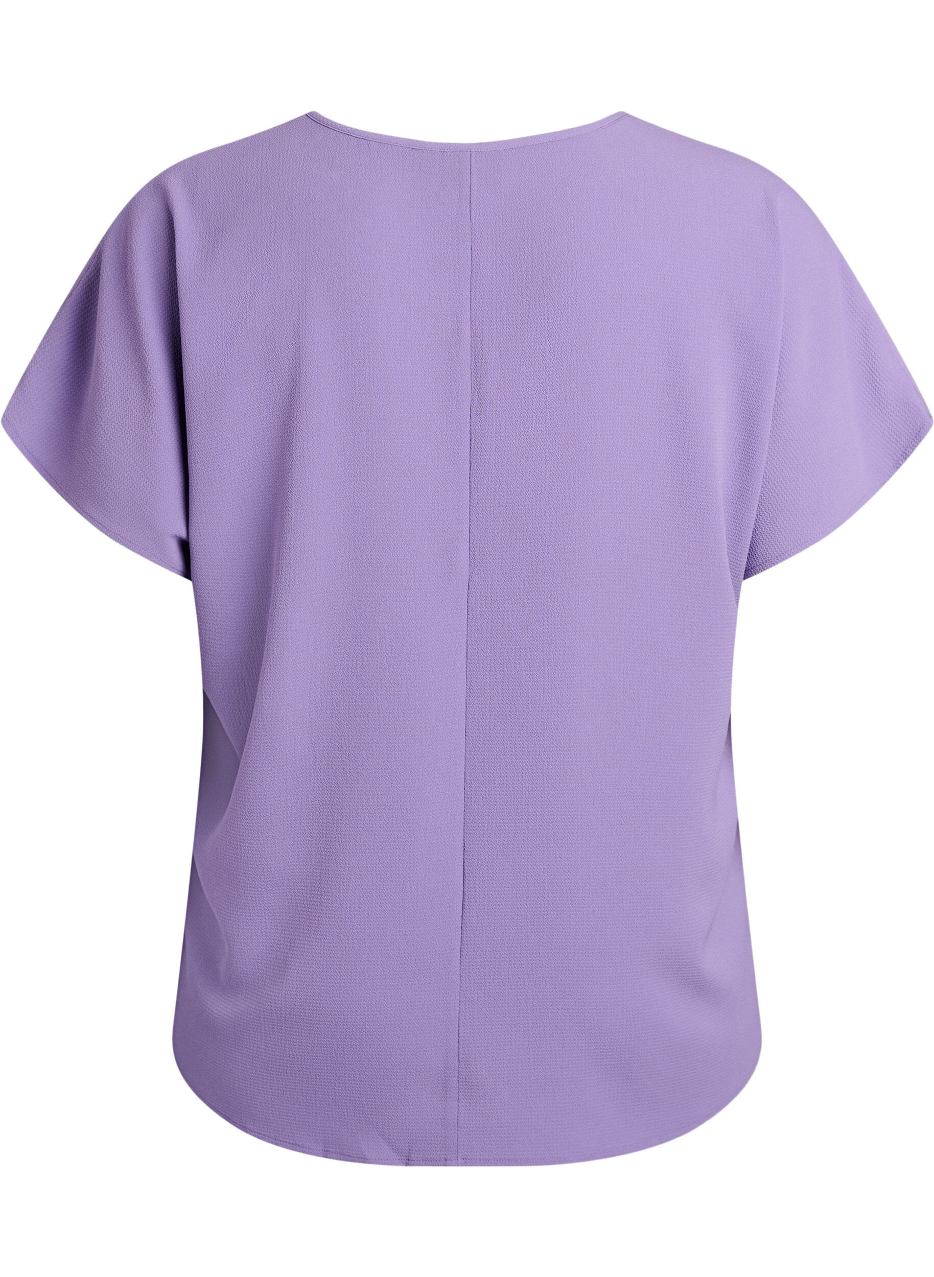 ZizziBlouse met korte mouwen en een ronde halslijn, Paars, Packshot image number 1