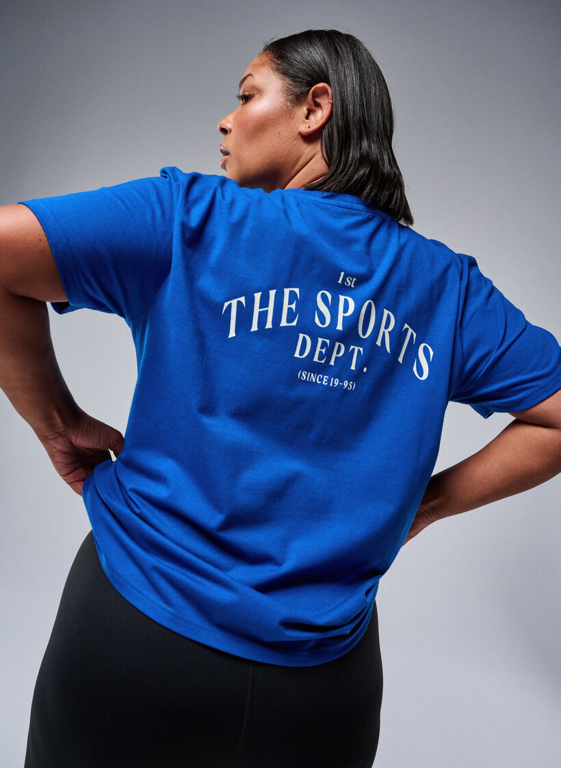 Sportief T-shirt in biologisch katoen, Blauw, Image image number 0