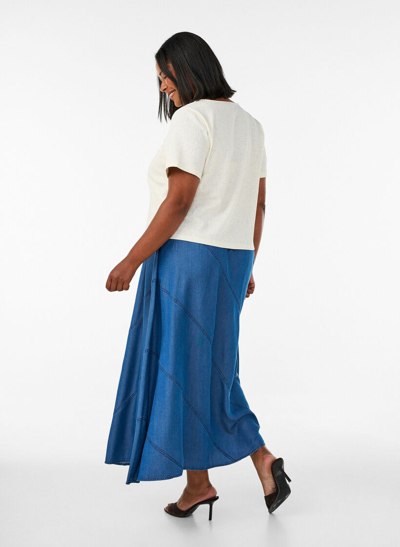Denimlook maxirok in TENCEL&trade; Lyocell, Blauw, Model image number 1