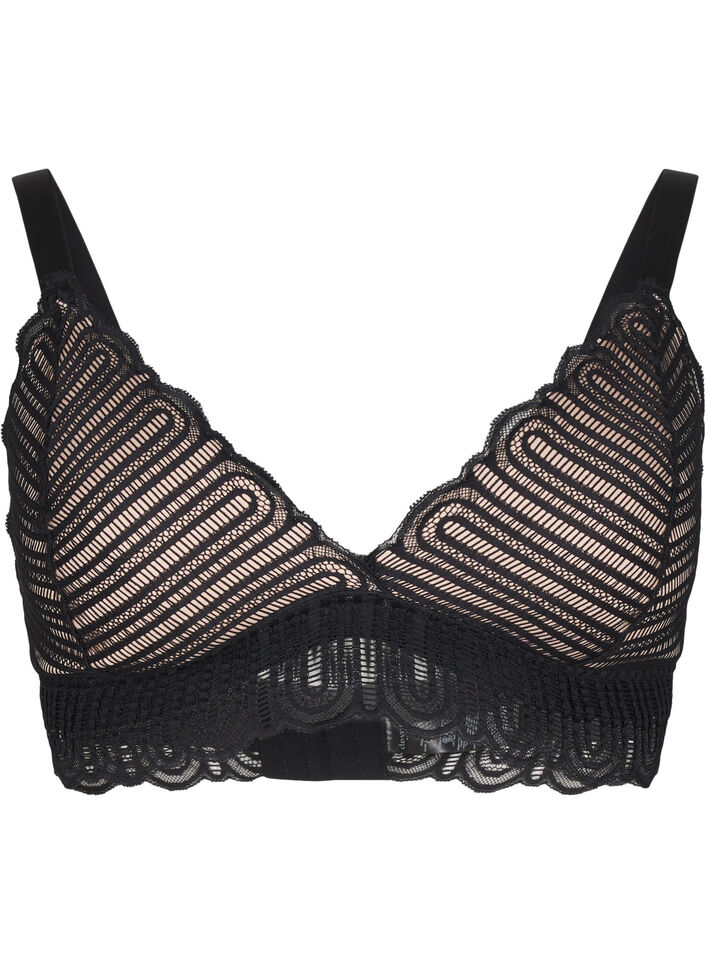 Bralette met kant en zachte vulling, Black, Packshot