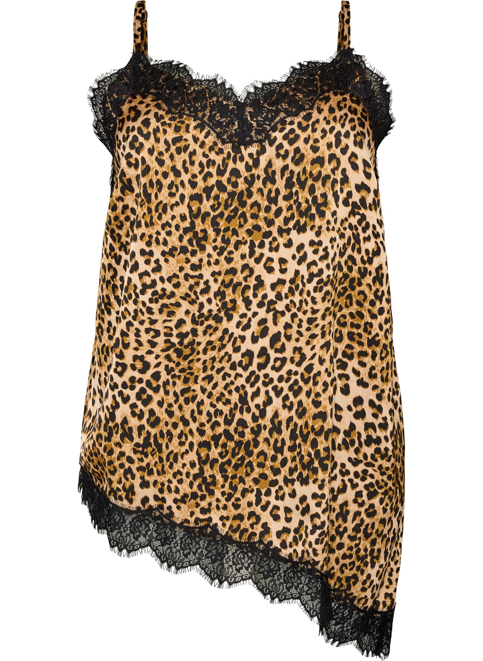 Top met bandjes en een kanten asymmetrische zoom