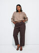 Losse shirt met V-hals, Bruin, Model image number 1