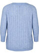 Luchtige knit blouse met 3/4 mouwen en opengewerkt patroon, Blauw, Packshot image number 1