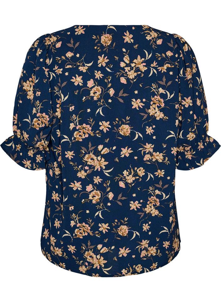 Shirtblouse met 1/2 mouwen, Blauw, Packshot image number 1