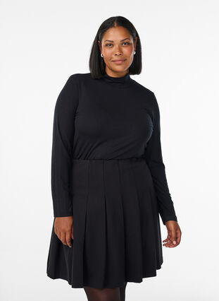 ZizziBlouse met lange mouwen en hoge hals, Black, Model image number 0
