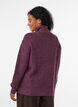 Gebreide trui met hoge hals en rits, Paars, Model image number 2