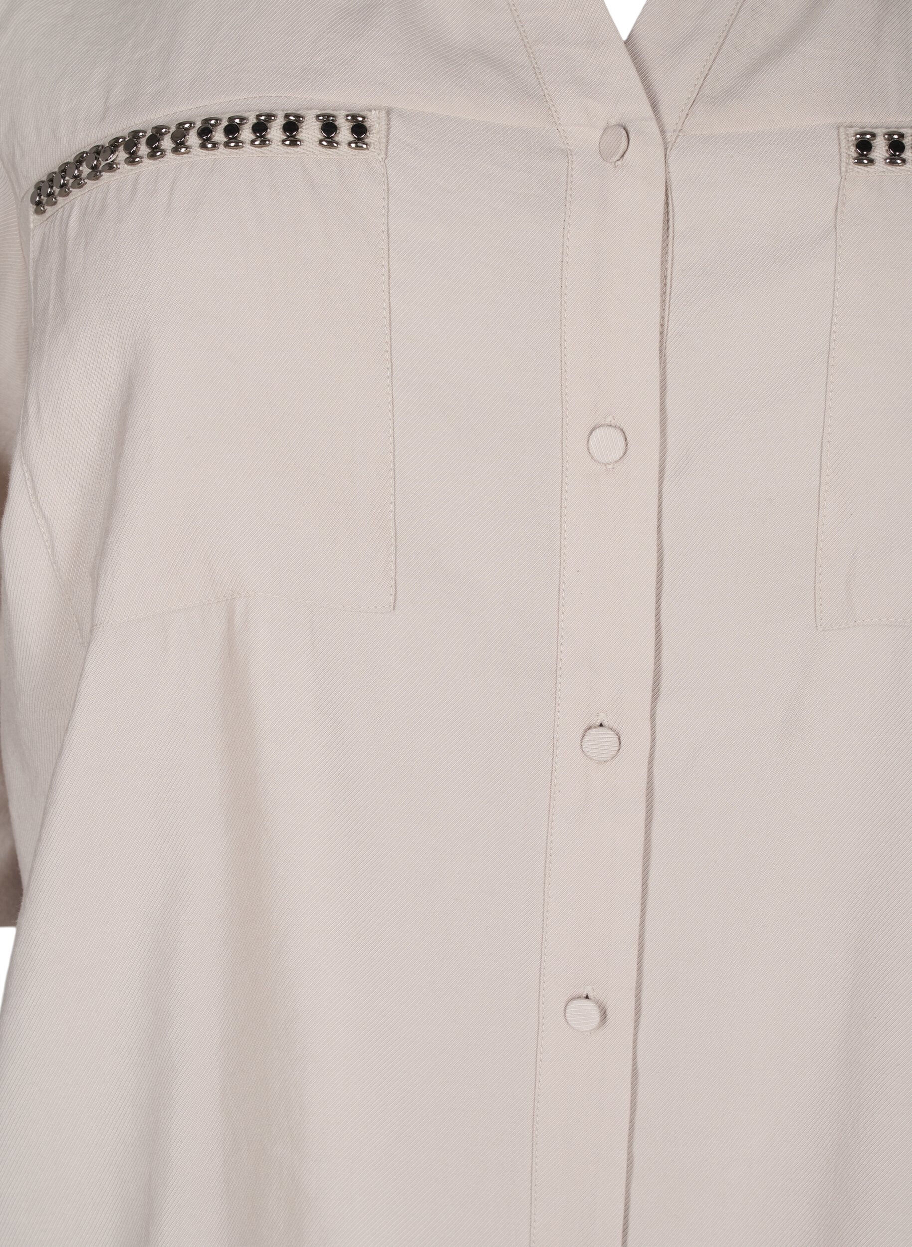 ZizziShirt met studs en 3/4 mouwen, Beige, Packshot image number 2