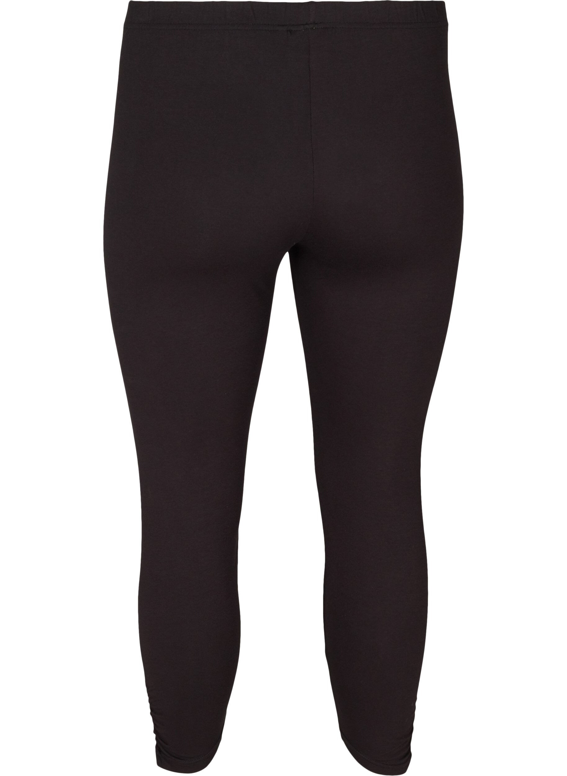 ZizziBasic 3/4 legging met ruches, Zwart, Packshot image number 1