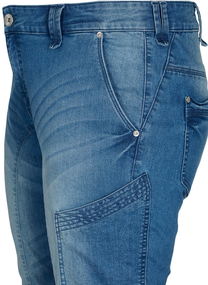 Slim fit capri jeans met zakken, Blauw, Packshot image number 2